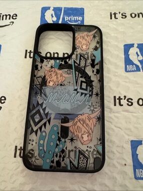 SHEIN Pastel Graphic Phone Case in Blue and Black